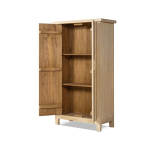 Jennifer Taylor Home Fable 2-door storage cabinet in light natural brown wood with sleek accent design and modern hardware.
