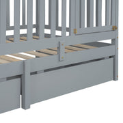 DreamHaus storage daybed with fence guardrails, two drawers, and convertible design for floor bed and daybed use.