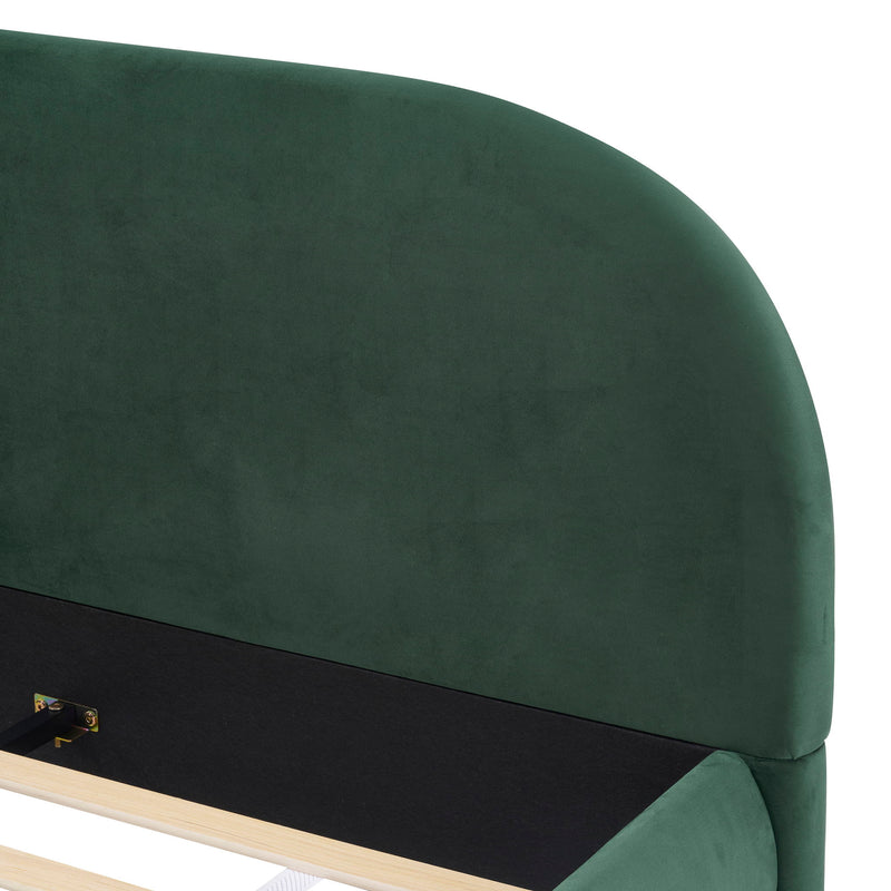 Upholstered Simple Modern Bedroom Bed With Curved Headboard - R&R Furniture Gallery (Fountain Valley, CA)