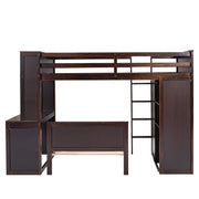 DreamHaus loft bed with stand-alone bed, shelves, desk, and wardrobe, showcasing a multi-functional space-saving bedroom setup.