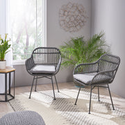 Outdoor Rattan Accent Chair With Metal Legs - R&R Furniture Gallery (Fountain Valley, CA)