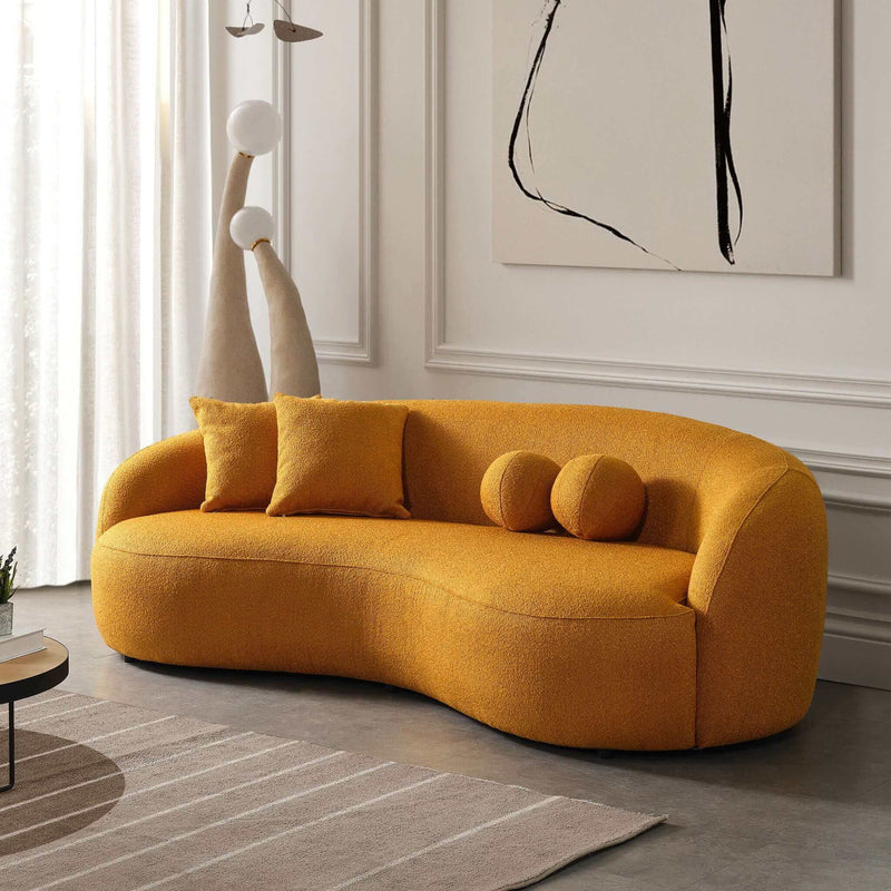 Drake - Japandi Style Curvy Boucle Sofa - R&R Furniture Gallery (Fountain Valley, CA)