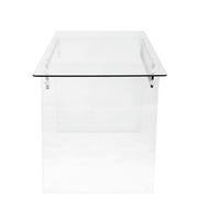 Lumi Source Glacier contemporary desk with clear glass top and chrome metal frame, ideal for modern home or office workspace.