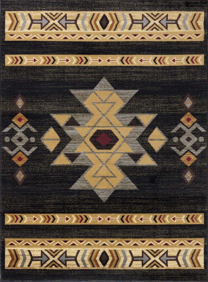 Tribes - 5'3" X 7'3" Southwest Area Rug - Black - R&R Furniture Gallery (Fountain Valley, CA)