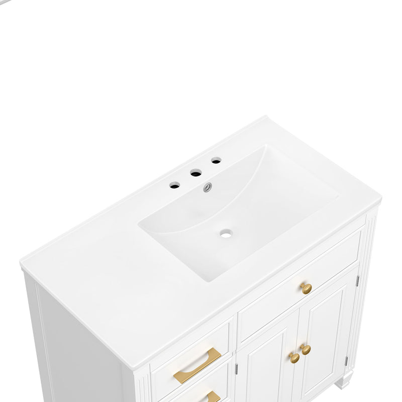 Bathroom Vanity With Sink, 1 Tip Out Drawer, 3 Side Drawers, Adjustable Shelf