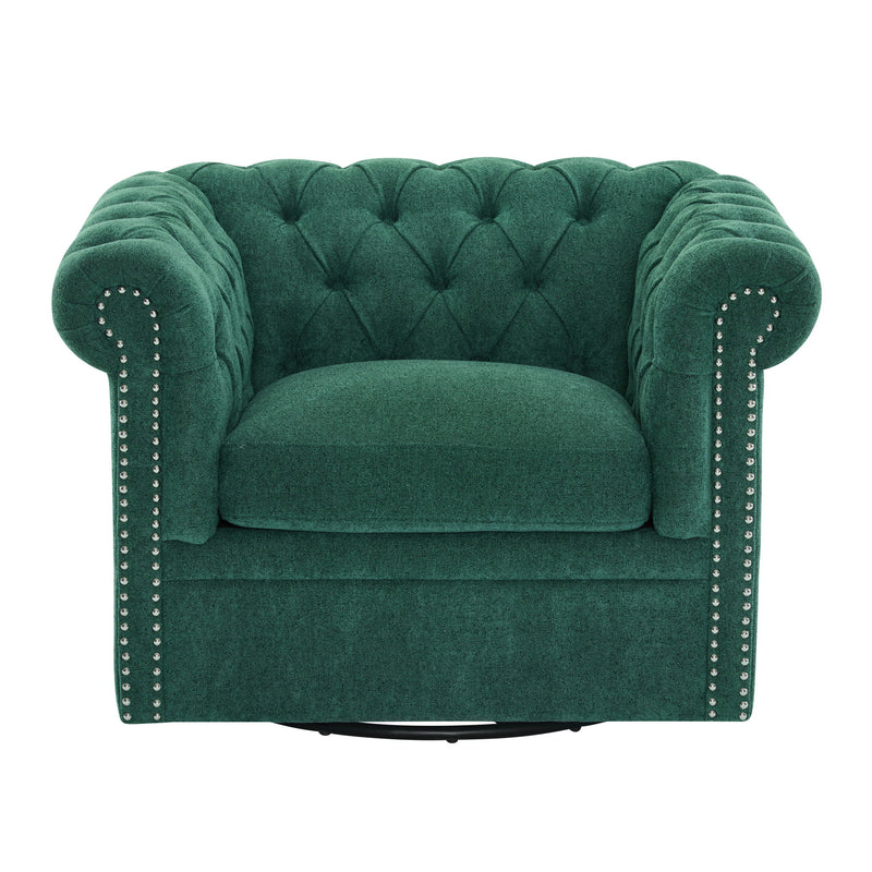 Chesterfield Style Swivel Club Chair With Button Tufted - R&R Furniture Gallery (Fountain Valley, CA)