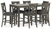 Caitbrook - Rect Drm Counter Table Set (Set of 7) - Gray - R&R Furniture Gallery (Fountain Valley, CA)