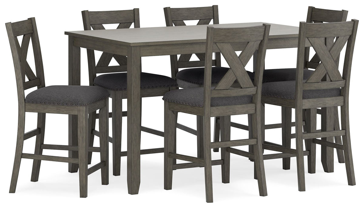 Caitbrook - Rect Drm Counter Table Set (Set of 7) - Gray - R&R Furniture Gallery (Fountain Valley, CA)