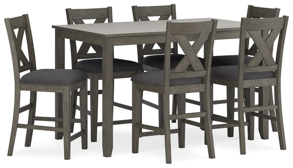 Caitbrook - Rect Drm Counter Table Set (Set of 7) - Gray