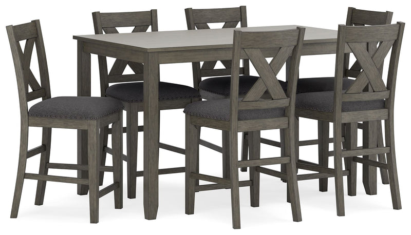 Caitbrook - Rect Drm Counter Table Set (Set of 7) - Gray - R&R Furniture Gallery (Fountain Valley, CA)