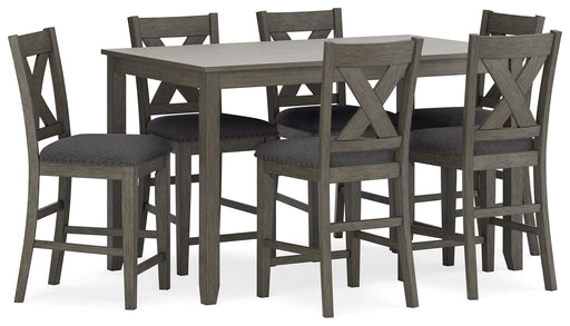 Caitbrook - Rect Drm Counter Table Set (Set of 7) - Gray - R&R Furniture Gallery (Fountain Valley, CA)