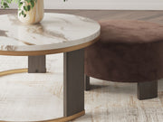 Jazmore - Nesting Cocktail Tables (Set of 2) - Brown / Brass Finish - R&R Furniture Gallery (Fountain Valley, CA)