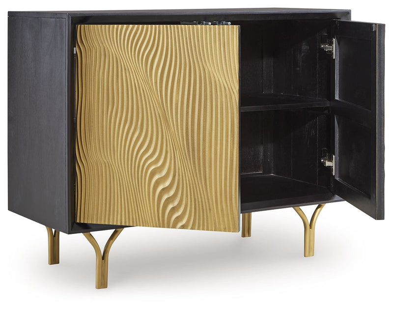 Tayner - Accent Cabinet - Black / Gold Finish - R&R Furniture Gallery (Fountain Valley, CA)