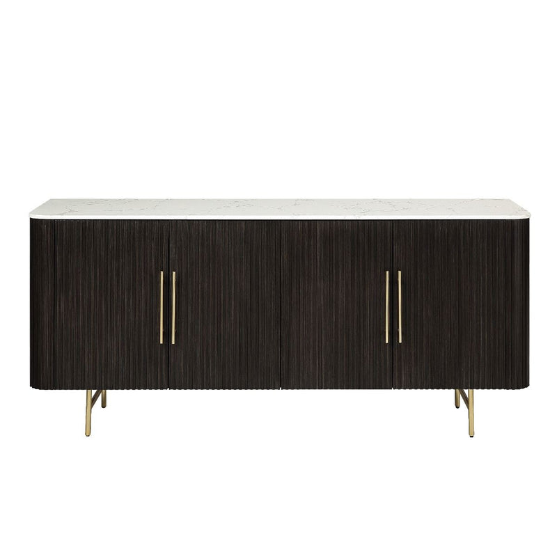Clayten - Server - White Natural Marble Top & Espresso - R&R Furniture Gallery (Fountain Valley, CA)