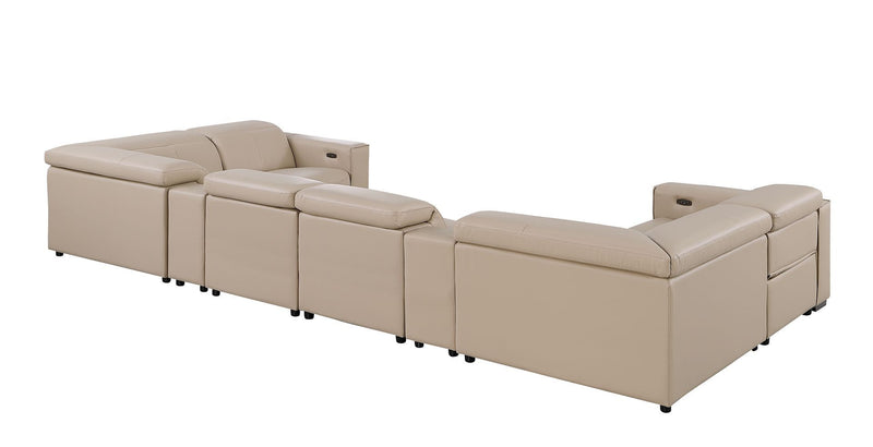 1208 - 8 Piece Modular Leather Sectional With 2 Power Recliners & Power Headrests