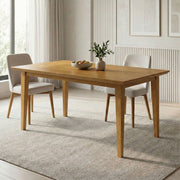Contemporary Colby dining table by Simpli-Home with a sleek wooden surface and sturdy legs, ideal for modern dining rooms.