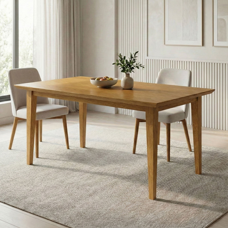 Contemporary Colby dining table by Simpli-Home with a sleek wooden surface and sturdy legs, ideal for modern dining rooms.