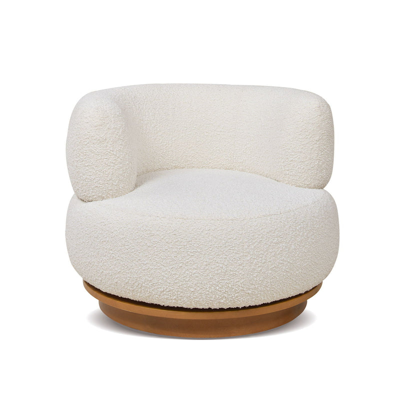 Fuji - 360 Swivel Low Barrel Back Accent Chair - Ivory White - R&R Furniture Gallery (Fountain Valley, CA)