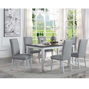 Lanton - Dining Table - Natural Marble & Antique White - R&R Furniture Gallery (Fountain Valley, CA)