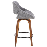 Lumi Source Fabrico mid-century modern counter stool with inviting design, 24-27 inch height, featuring wooden legs and cushioned seat.