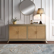 Dodie - Console Cabinet - Natural Oak Sunburst Pattern & Taupe Champaign - R&R Furniture Gallery (Fountain Valley, CA)