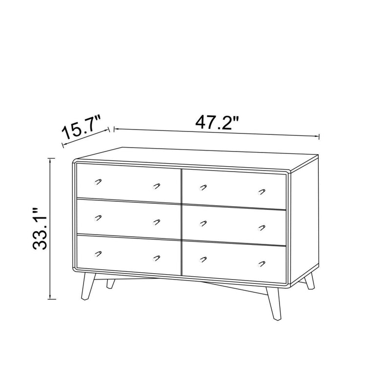 Dresser 6 Drawer - Dark Brown / White - R&R Furniture Gallery (Fountain Valley, CA)