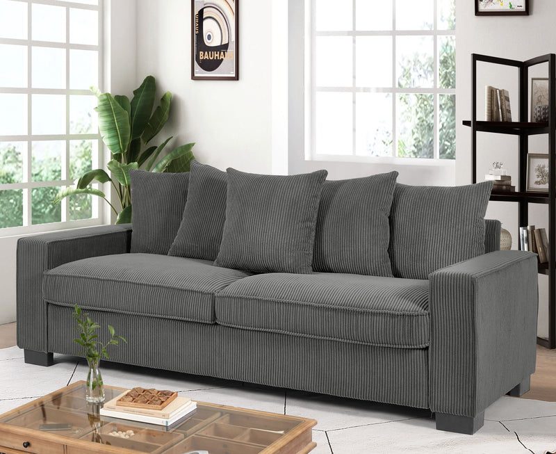Luxe Sofa With 5 Matching Toss Pillows, Sleek Design, Spacious And Comfortable 3 Seater Couch - R&R Furniture Gallery (Fountain Valley, CA)