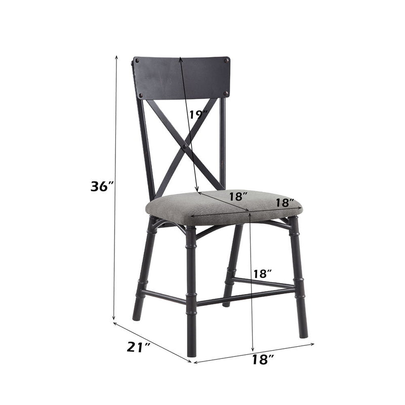 Edina - Side Chair (Set of 2) - Gray Fabric, Oak & Sandy Black - R&R Furniture Gallery (Fountain Valley, CA)