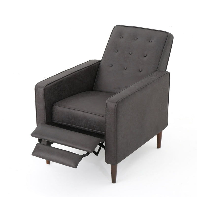 Macedonia - Mid Century Modern Button Tufted Fabric Recliner - Slate - R&R Furniture Gallery (Fountain Valley, CA)