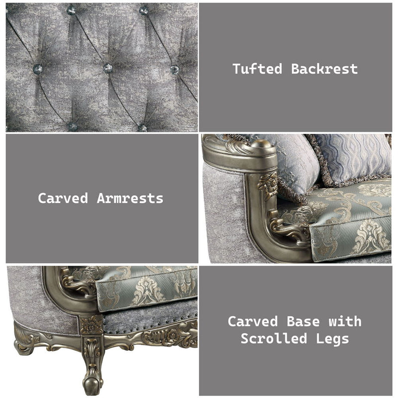 Miliani - Sofa With 5 Pillows - Fabric & Antique Bronze - R&R Furniture Gallery (Fountain Valley, CA)