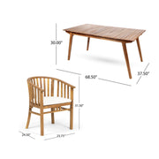 Noble House outdoor 6-seater dining set with cream cushions, 7-piece patio furniture for outdoor dining and entertaining.