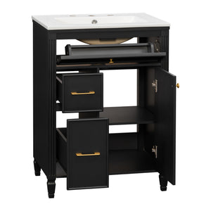 Freestanding Bathroom Vanity With Sink, Soft Close Door, Tip Out Drawer