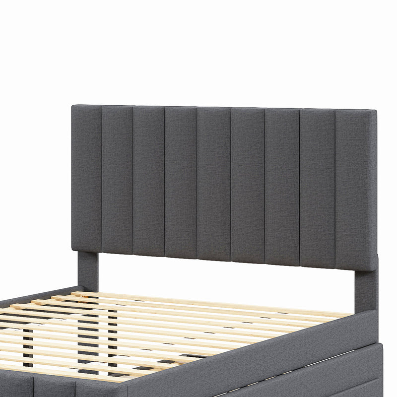 Upholstered Platform Bed With Twin Size Trundle And 3 Drawers - R&R Furniture Gallery (Fountain Valley, CA)