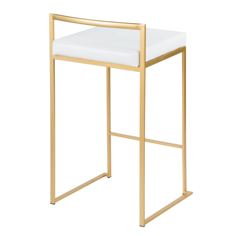 Set of two Lumi Source Fuji contemporary glam design counter stools with upholstered seats and sleek metal legs.