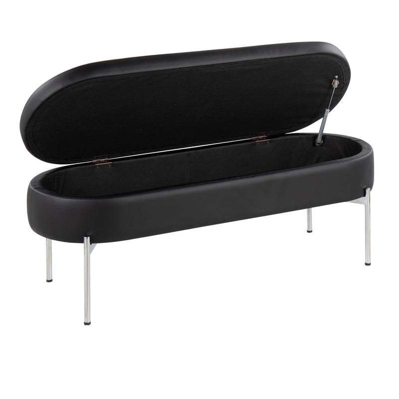 Lumi Source Chloe Contemporary Glam Storage Bench with plush upholstered seat and sleek design, ideal for modern living rooms.