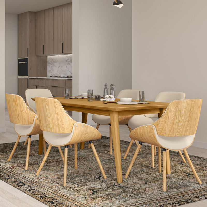 Rectangular dining table from Draper by Simpli-Home with a wooden top and sturdy legs, ideal for modern dining rooms.