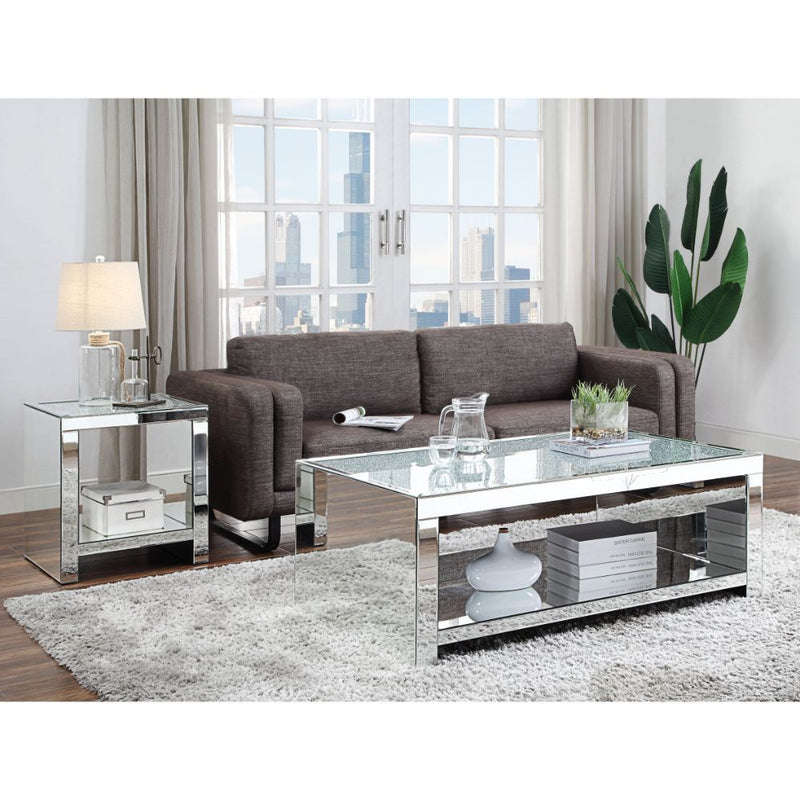 Noralie - Coffee Table - Clear Glass, Mirrored & Faux Diamonds - R&R Furniture Gallery (Fountain Valley, CA)