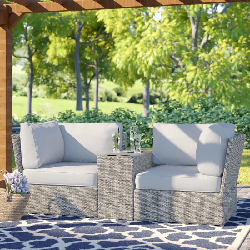 Outdoor Wicker Loveseat With Cushions - R&R Furniture Gallery (Fountain Valley, CA)
