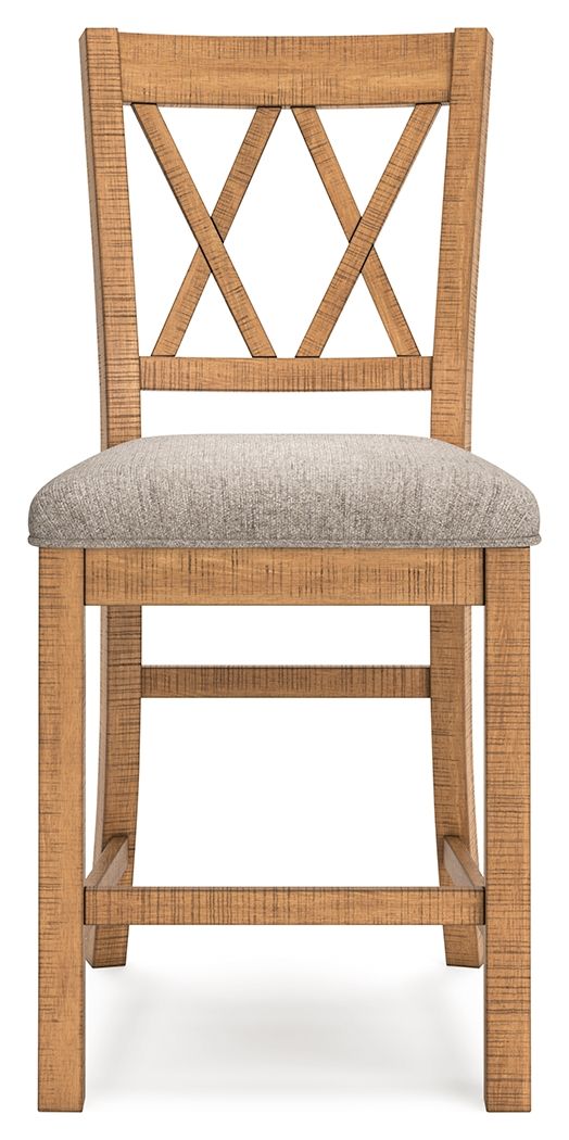 Havonplane - Upholstered Barstool (Set of 2) - Brown - R&R Furniture Gallery (Fountain Valley, CA)