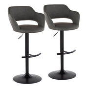 Set of two Lumi Source Margarite contemporary adjustable barstools with swivel, rounded T footrest, and modern design.