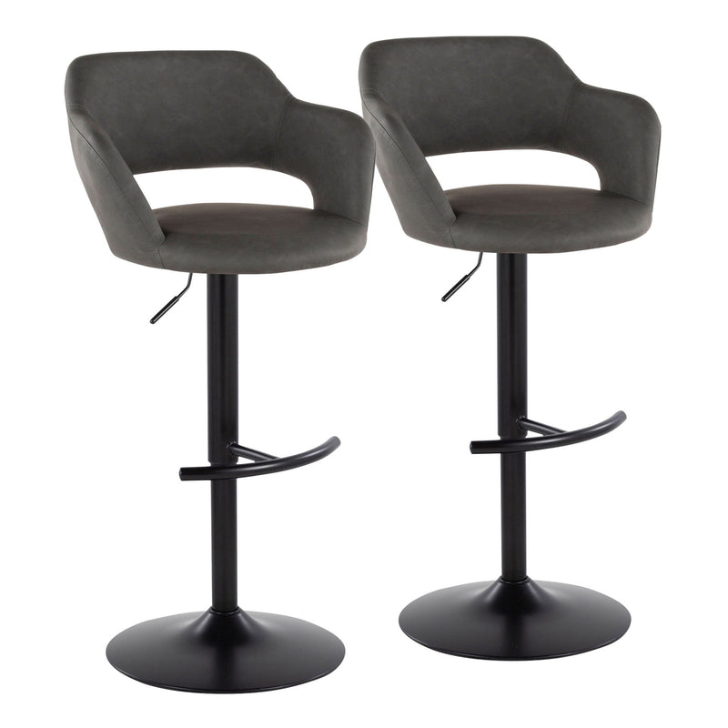 Set of two Lumi Source Margarite contemporary adjustable barstools with swivel, rounded T footrest, and modern design.