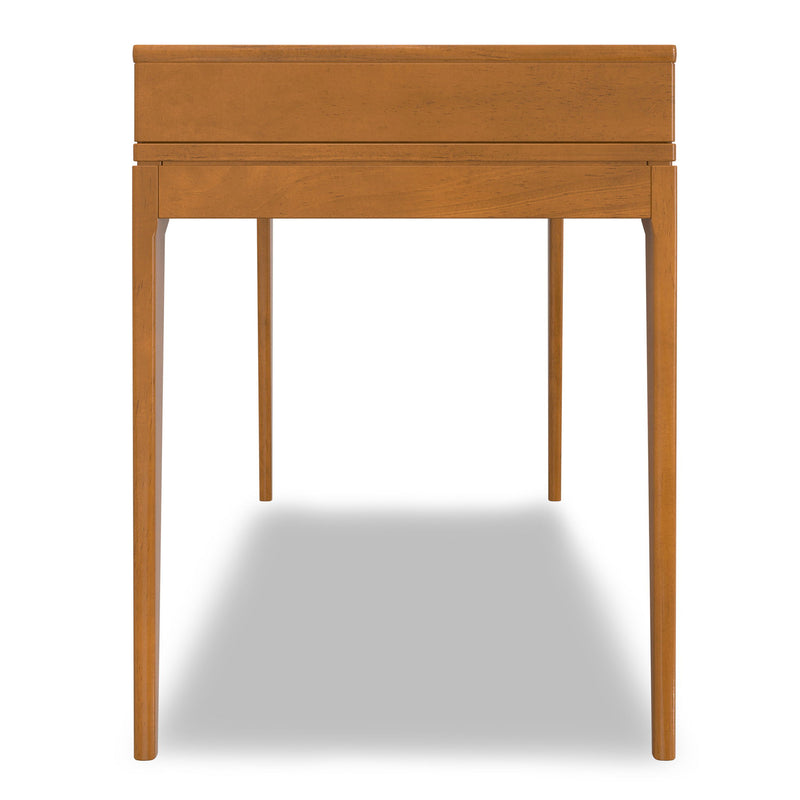 Simpli-Home Harper handcrafted wooden writing desk with clean lines and spacious surface for home office or study area.