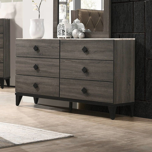Avantika - Dresser - Faux Marble Top & Rustic Gray Oak - R&R Furniture Gallery (Fountain Valley, CA)