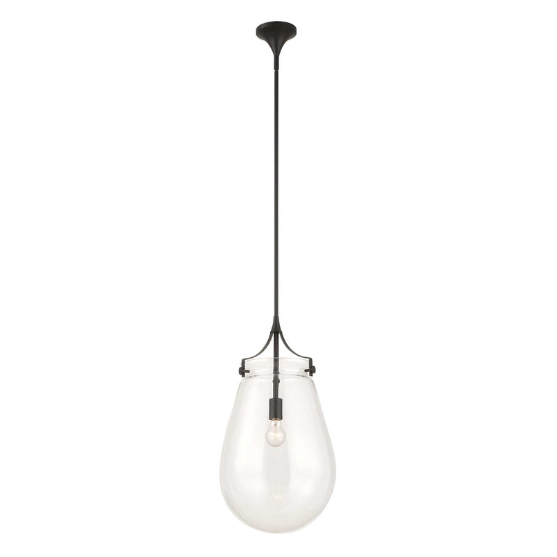 Dewdrop - 1 Light Glass Shade Pendant - Black