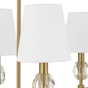 Uttermost Arques 8-light linear chandelier with white and gold finish, featuring sleek modern design and multiple light fixtures.