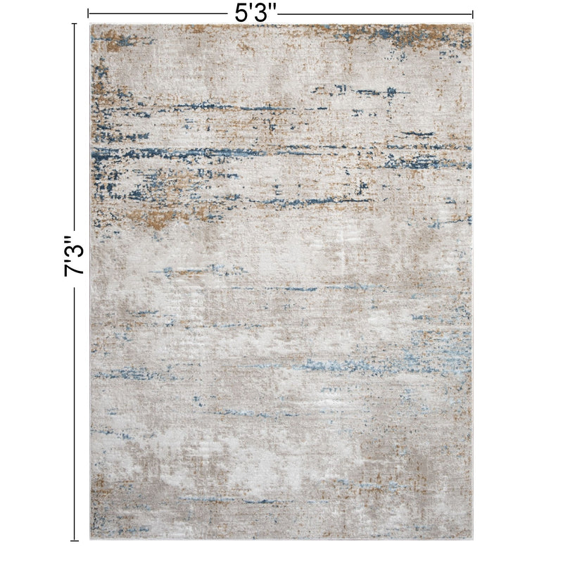 Elegance - 5'3" X 7'3" Area Rug - Ivory, Polyester - R&R Furniture Gallery (Fountain Valley, CA)