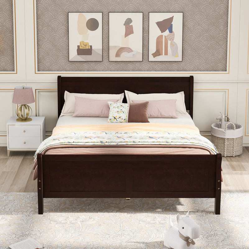 Platform Bed Frame Mattress Foundation Sleigh Bed With Headboard / Footboard / Wood Slat Suppor - R&R Furniture Gallery (Fountain Valley, CA)
