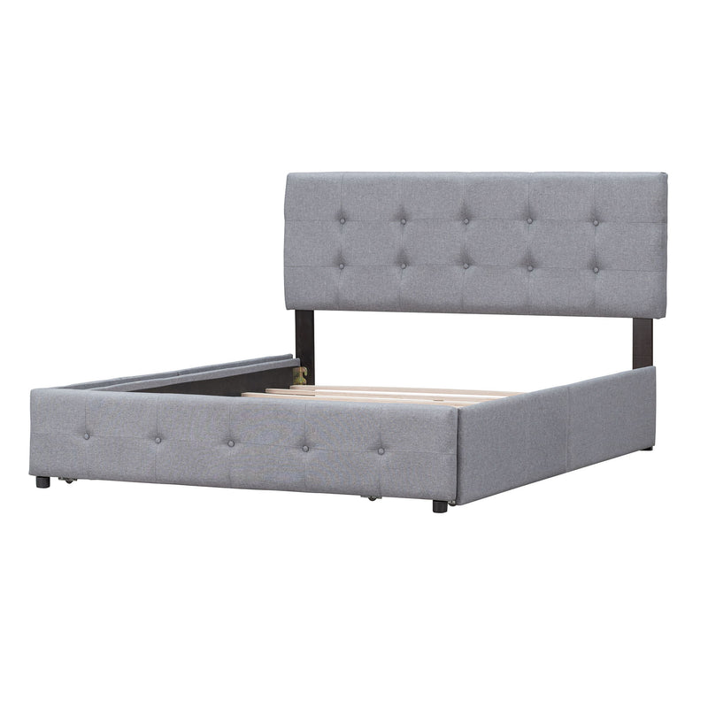 Upholstered Platform Bed With Classic Headboard And Drawers, No Box Spring Needed - R&R Furniture Gallery (Fountain Valley, CA)