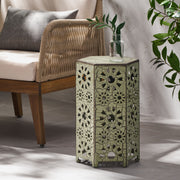 Noble House Eliana side table with a sleek wooden surface and modern metal legs, ideal for living room or bedroom decor.
