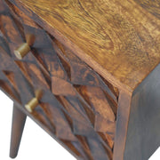Mini Cube Carved 2 Drawer Nightstand - R&R Furniture Gallery (Fountain Valley, CA)